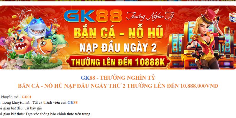 Nhà cái sẽ cung cấp ưu đãi trong lần nạp thưởng thứ nhất và thứ hai